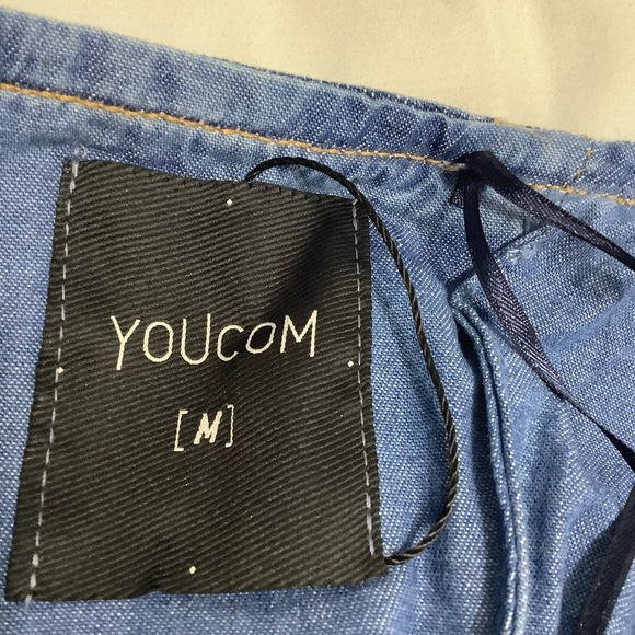 You Com Smocked back jeans straps mini-dress Size M (698) - Picture 15 of 16